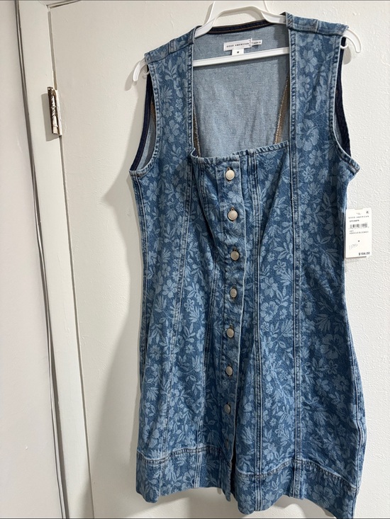 Good American Dresses & Skirts - Good American Blue Floral Denim Button-Front Dress